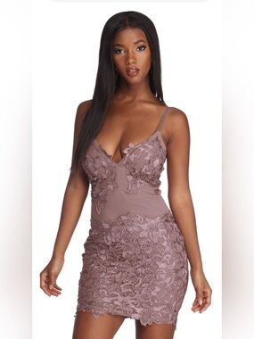 Windsor Dusty Rose Spaghetti Strap Body Con Mini Dress S